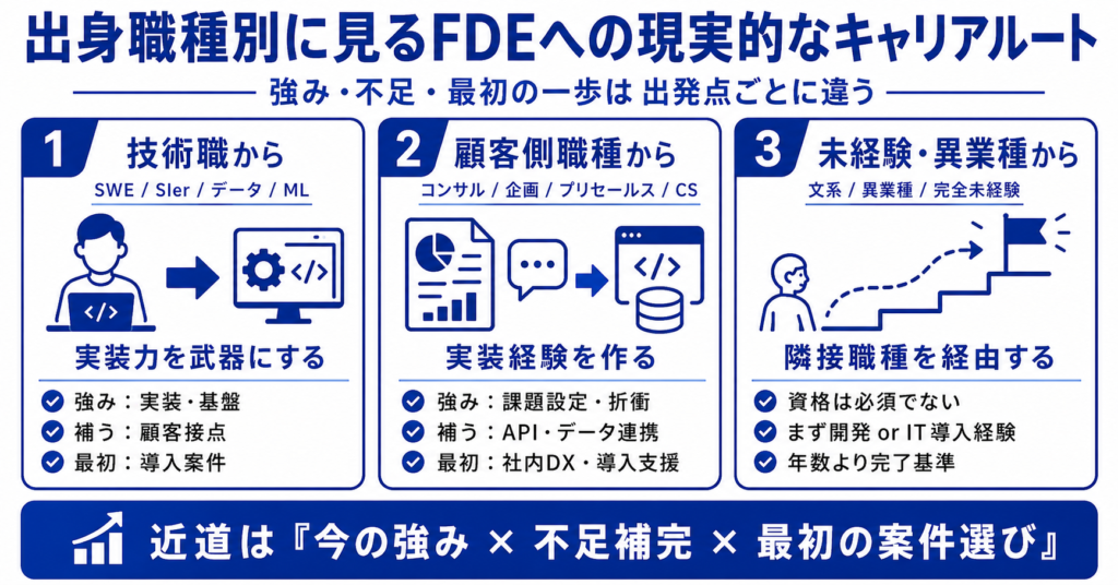 出身職種別に見るFDEへの現実的なキャリアルート