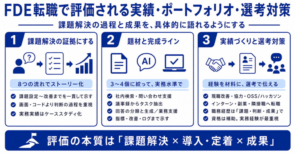 FDE転職で評価される実績・ポートフォリオ・選考対策