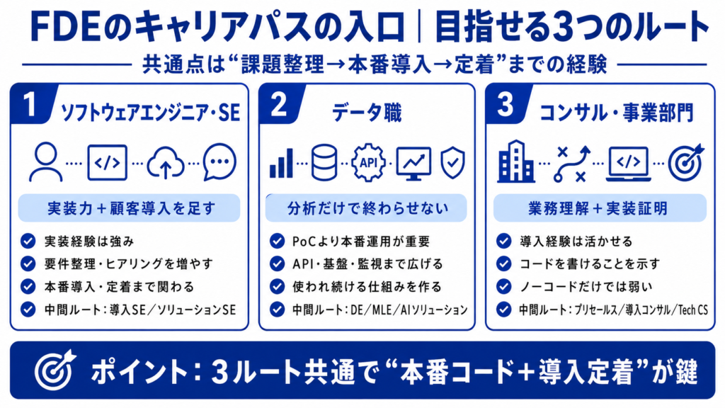 FDEのキャリアパスの入口|目指せる3つのルート